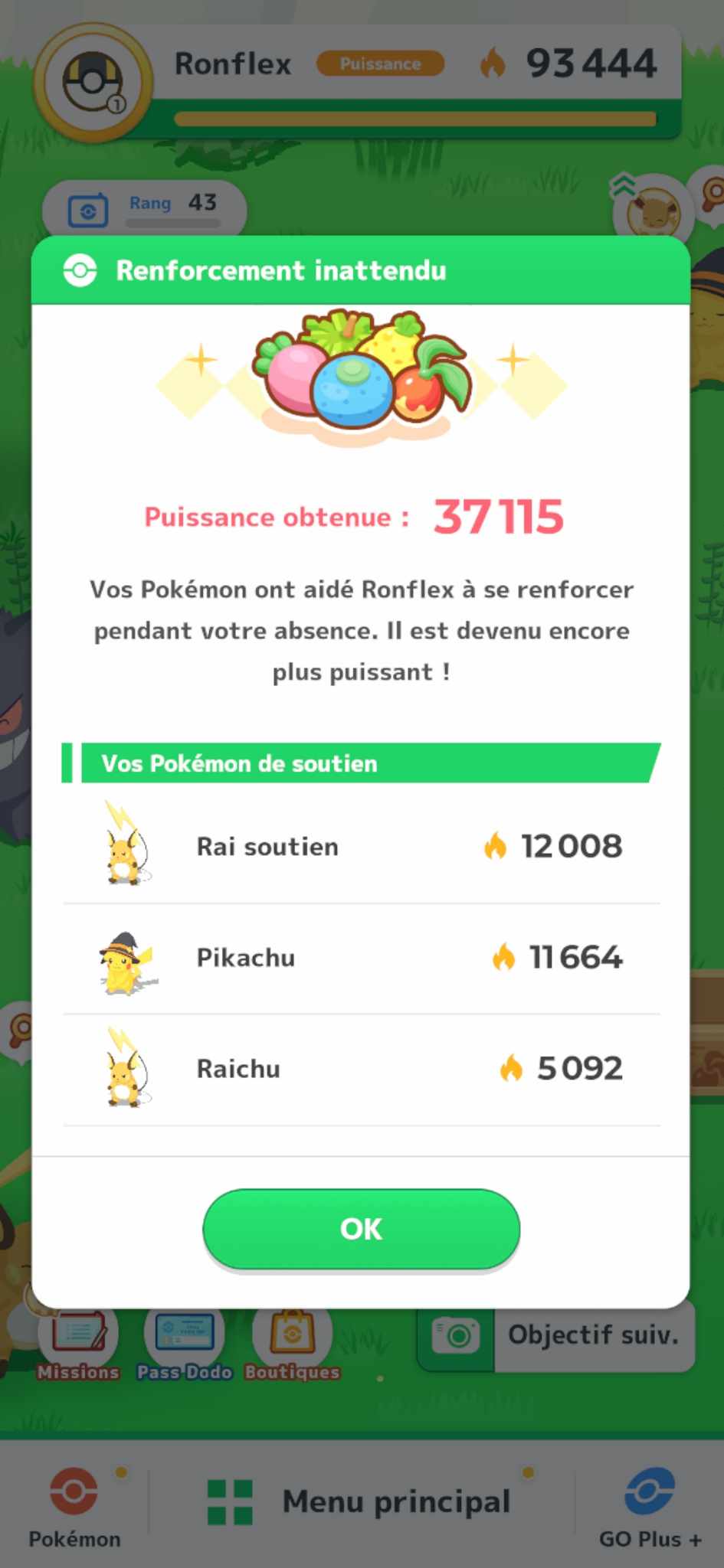 Capture d'écran numéro 1 de la question Au bout de combien de temps doit on récupérer les baies et ingrédients dans la journée ?